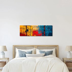 Obraz - Abstrakcyjne linie elektryczne (z zegarem) (90x30 cm)