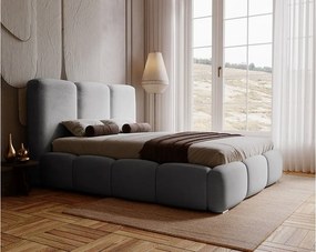 Emporius Merkad łóżko tapicerowane 200 x 200 cm - łóżko z pojemnikiem i stelażem do sypialni - gruba pianka, welur, łóżko szare (Magic Velvet 2217)