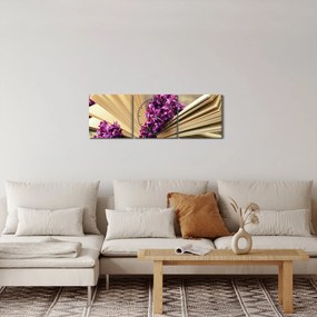 Obraz książki z lawendą (z zegarem) (90x30 cm)