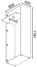 Szafa ubraniowa z wysuwem PRIMO WOOD, 1781 x 800 x 420 mm, buk