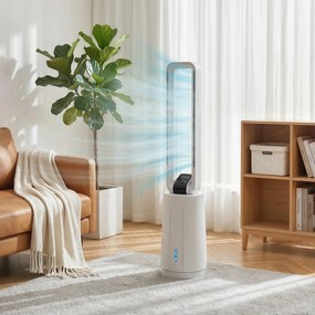 HOMCOM Klimatyzator ewaporacyjny z pilotem, 15-godzinny timer, wkłady chłodzące do domu i biura, biały | Aosom PL