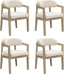 Zestaw 4 krzeseł do jadalni z litego drewna - 58 x 58 x 78 cm - Styl nowoczesny - tapicerka pętelkowa - kolor naturalny