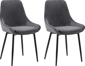Zestaw 2 krzeseł MASURIE — welur — szare