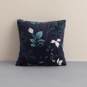 Dwustronna poszewka na poduszkę DUO SENSE NOCTIFLORA 45x45 cm mikroplusz/flanela, ciemnoniebieska