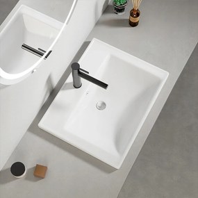 Biała ceramiczna umywalka 52x41 cm – prostokątna, wpuszczana w blat roboczy