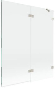Mexen Lunar parawan nawannowy 2-skrzydłowy prawy 140 x 150 cm, transparent, nikiel szczotkowany - 897-140-100-97-00-P