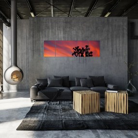 Obraz zachodu słońca nad sylwetką drzewa (170x50 cm)