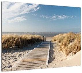 Obraz na szkle - Piaszczysta plaża na wyspie Langeoog, Niemcy (70x50 cm)