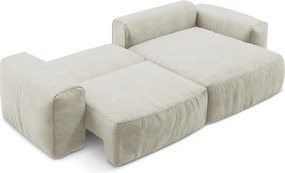 Beżowy rozkładany narożnik z tkaniny szenilowej (prawostronny/z szezlongiem) Kuki – Makamii