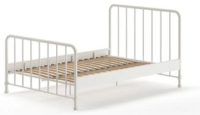 Białe metalowe łóżko dwuosobowe ze stelażem 140x200 cm BRONXX – Vipack