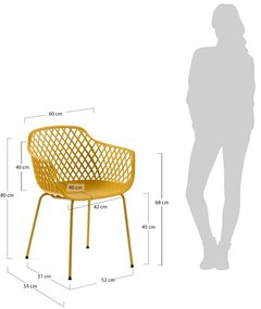 Żółte plastikowe krzesło ogrodowe Quinn – Kave Home
