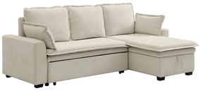 Kanapa narożna rozkładana i odwracalna  z tkaniny w kolorze złamanej bieli ZAKILA