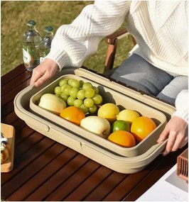 Składany kosz piknikowy TRIGO 3w1, szary