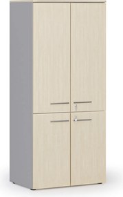 Szafa biurowa pół-drzwi PRIMO GRAY, 800 x 500 x 1781 mm, szary/brzoza