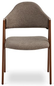 Krzesło Tapicerowane do Salonu RUIZ Beżowe/Orzech Nowoczesne Loft