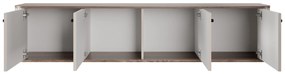 Szafka RTV wisząca Vesper 4D 187 cm - kaszmir / orzech / czarne uchwyty