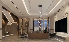 Lampa z wiszącymi szklanymi kloszami zjawiskowa beżowa S6-C55