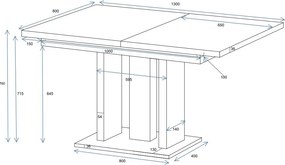 Rozkładany stół Appia 210 kaszmir / noga czarny mat