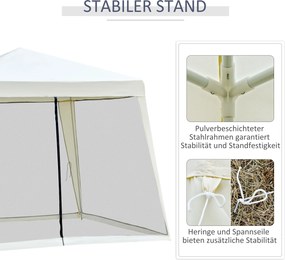 Outsunny Pawilon Ogrodowy 3x3m z Moskitierą Kremowy Metal i Poliester Odporny na Warunki Pogodowe Stylowy i Funkcjonalny | Aosom PL