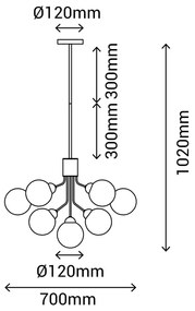 Lampa wisząca w biało-złotym kolorze SULION Musa, wys. 102 cm