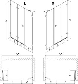 Mexen Lunar-F drzwi prysznicowe składane lewe 130 cm, transparent, chrom - 836S-130-050-01-00-L