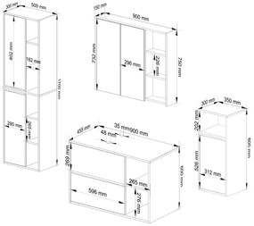 Komplet mebli łazienkowych dąb artisan+grafit A4-C71