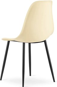 Kremowe krzesło metalowe na czarnych nogach C7-L92