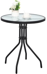 Okrągły stół ogrodowy ze szklanym blatem ISLAND 60 cm, czarny