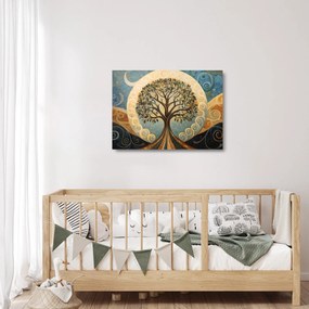 Obraz na szkle – Drzewo życia i spirale (70x50 cm)