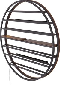 Nowoczesna Lampa Ścienna Czarna z Okrągłym Drewnem i Zintegrowanym LED - Wine Rack