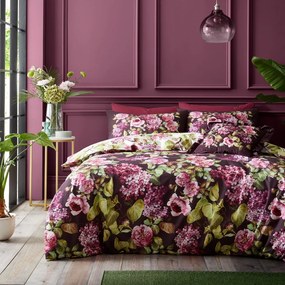 Fioletowa bawełniana pościel dwuosobowa 200x200 cm Pia Floral – RHS