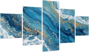 Obraz - Jasnoniebieski marmur ze złotem II. (125x70 cm)