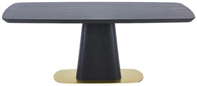 Stół jadalniany dla 8 osób z okleiny jesionowej i metalu - Czarno-złoty - DYLORA