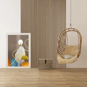 Drewniany panel akustyczny, 2400 x 600 mm, czarny podkład, 5 szt, brzoza