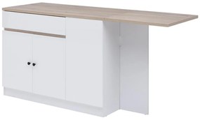 Wyspa kuchenna ze schowkiem z MDF – Biały i naturalny – HELOMY