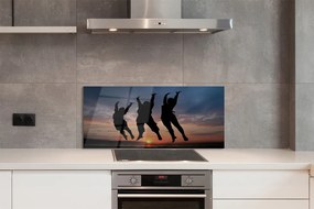 Szklany Panel Ludzie na tle Zachodu i Chmur