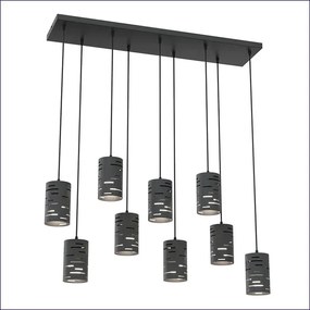Czarna loftowa lampa z sześcioma kloszami - D150 L1-Z42