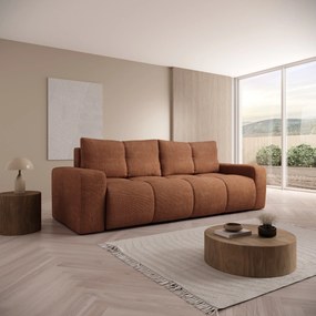 Masseno Sofa DUCA z funkcją spania i pojemnikiem na pościel, Rozkładana sofa - Ceglasty, FLOW 09
