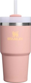 Brzoskwiniowy termos ze stali nierdzewnej ze słomką 600 ml Quencher H2.O FlowState™ Tumble Peach Rose – Stanley