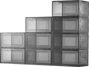 Pojemniki na Buty SucceBuy, Zestaw 9 Sztuk, do Przechowywania Butów do Rozmiaru 13 (Rozmiar Amerykański), do Przechowywania Butów, Czarne Przezroczyste