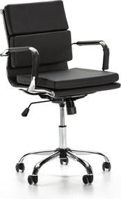Fotel biurowy Fenix z regulacją położenia, czarny, skóra ekologiczna