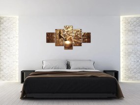 Obraz kobiety w złotym pokoju (125x70 cm)