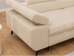 Kremowy narożnik z tkaniny szenilowej (prawostronny/w kształcie litery L) Marbeya – Ropez