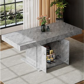 Rozkładany stół jadalny dla 4-6 osób z 2 drzwiami - Dł. 140/180xSzer. 80xWys. 76 cm - Płyta wiórowa - Szary