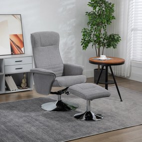 HOMCOM Fotel Relax z Podnóżkiem, Obrotowy, z Regulacją Oparcia, do 150 kg, 69 x 71 x 104 cm, Szary