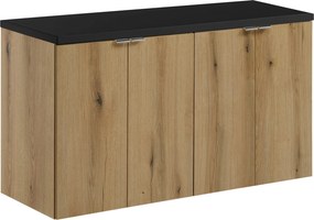 Szafka 4-drzwiowa pod umywalkę nablatową Nova 100 cm, dąb coast evoke/czarny mat