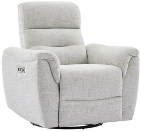 Fotel relaksacyjny elektryczny z fakturowaną tkaniną w jasnym szarym kolorze BREVIO