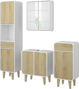 Zestaw mebli łazienkowych biały/dąb 60x30x61 arla