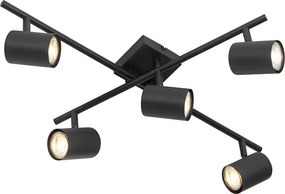 Nowoczesna lampa sufitowa czarna 5-punktowa regulowana kwadratowa - Jeana