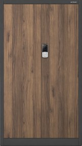 Biurowa szafa metalowa z zamkiem na szyfr antracytowa / orzech: Eco Design DANIEL, 900 x 1850 x 400 mm